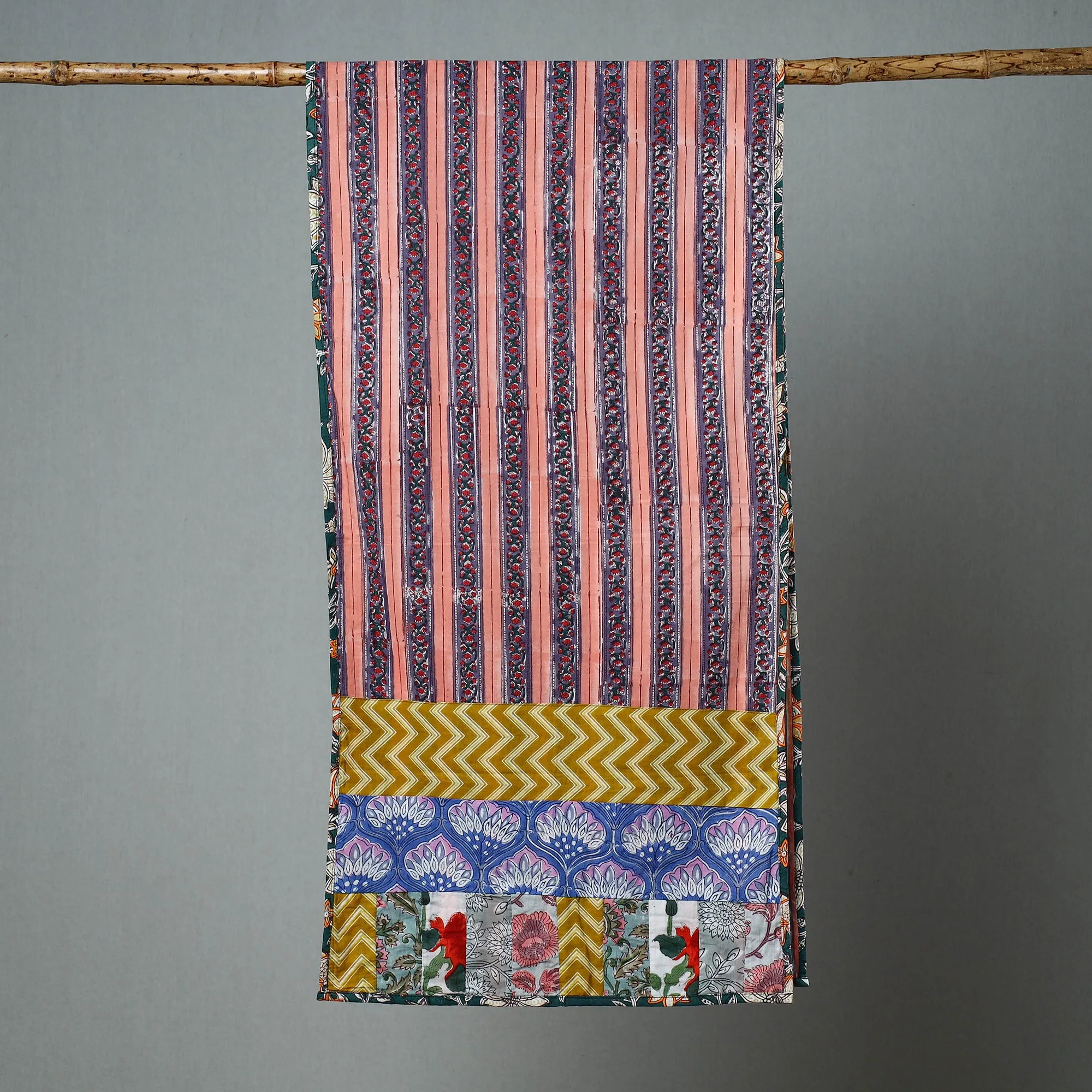 Multicolor - Patchwork Cotton Sanganeri Block Print Stole 08