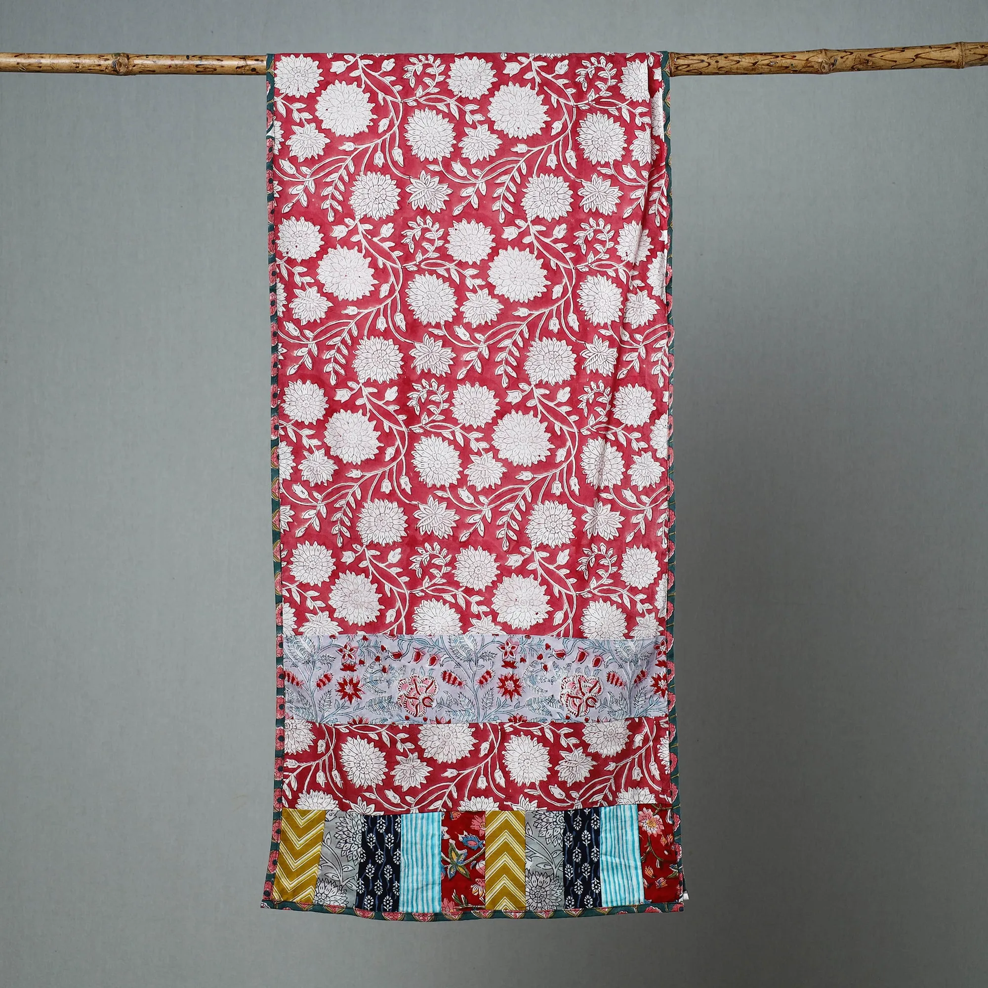 Multicolor - Patchwork Cotton Sanganeri Block Print Stole 18