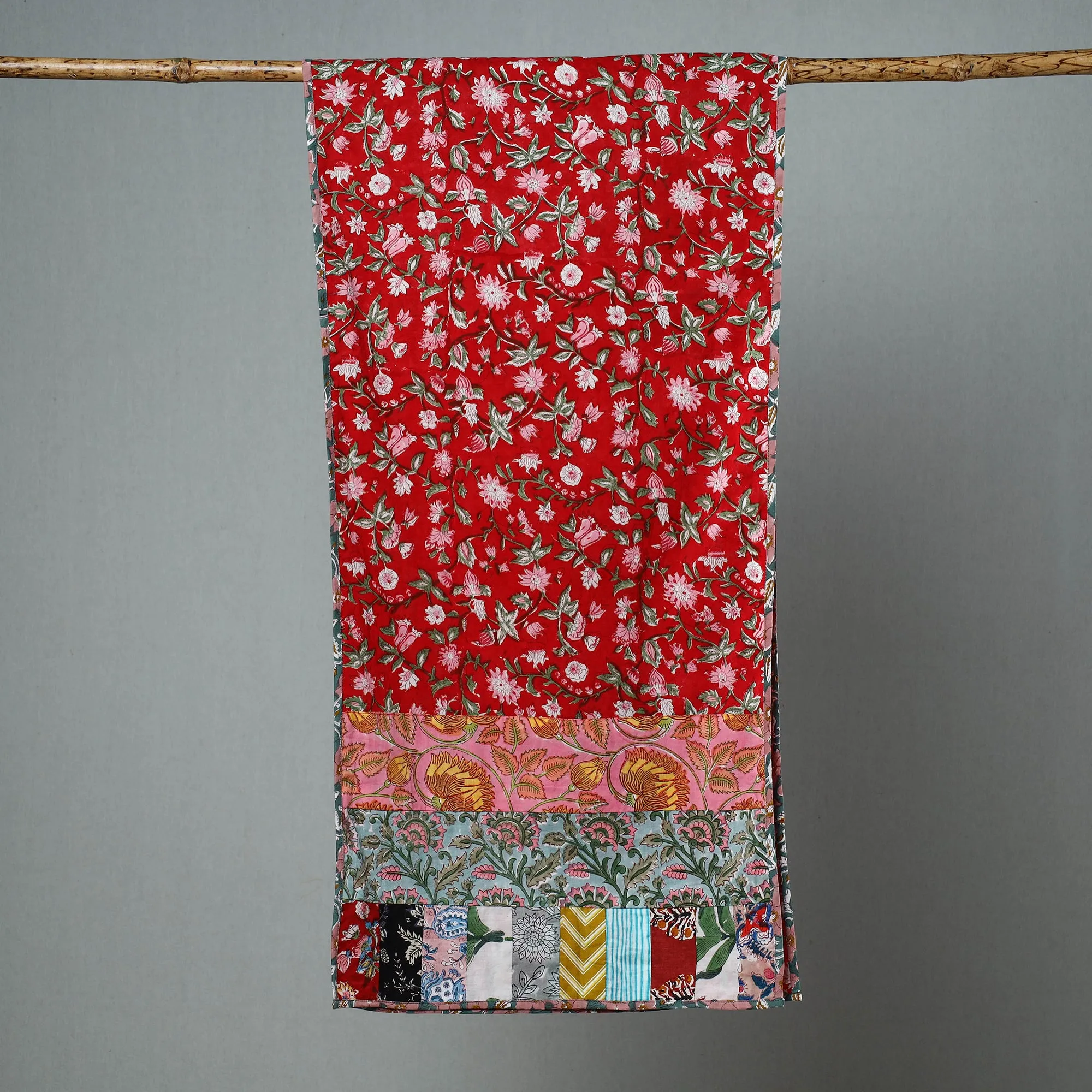 Multicolor - Patchwork Cotton Sanganeri Block Print Stole 21