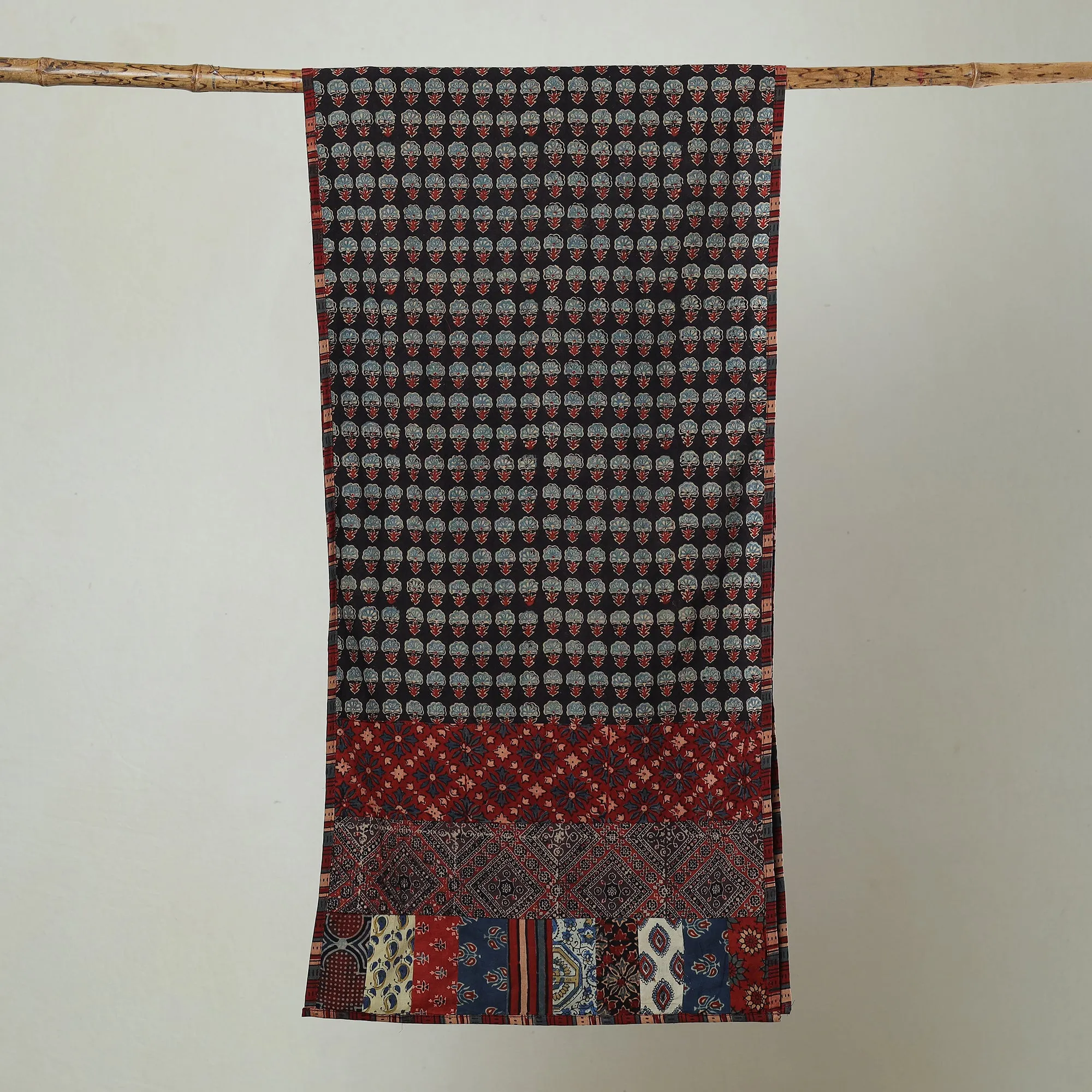 Multicolor - Patchwork Cotton Stole in Ajrakh Block Prints 01
