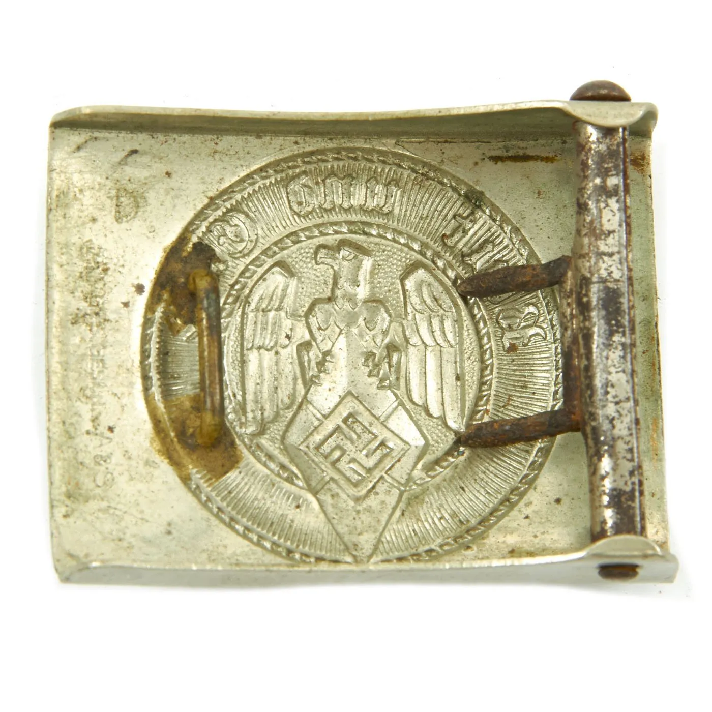 Original German WWII Early HJ Knife Belt with Solid Nickel Buckle by F. W. Assmann & Söhne