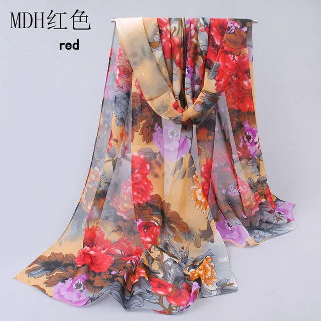 Polka velvet chiffon Bohemia flower fashion Scarves