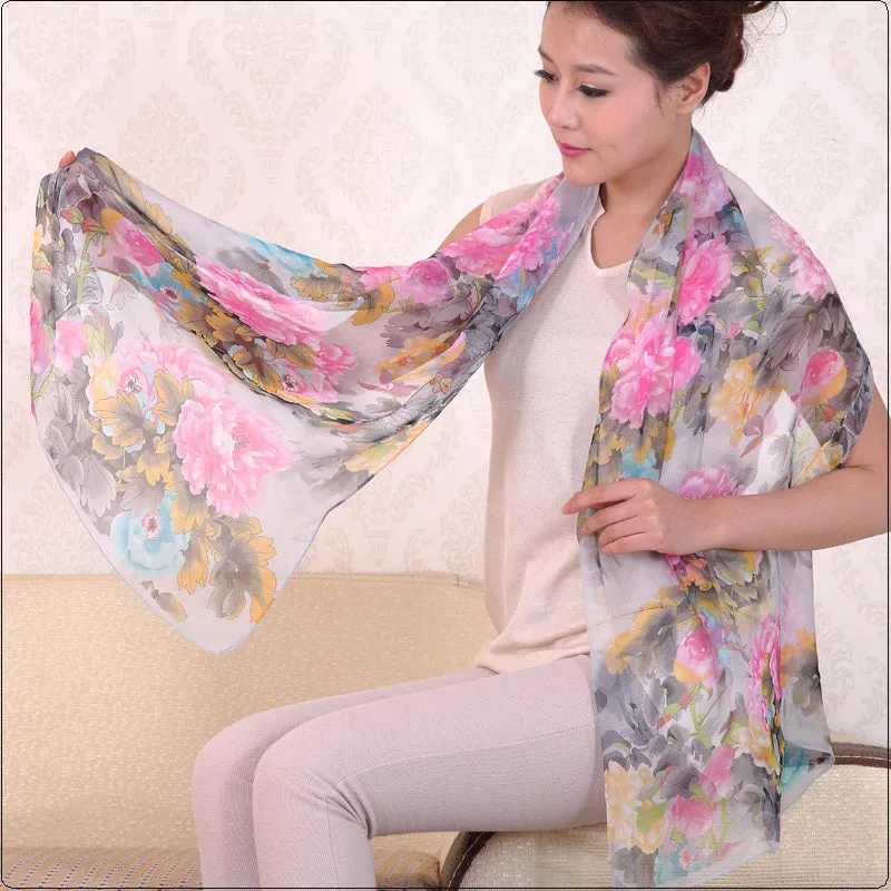 Polka velvet chiffon Bohemia flower fashion Scarves