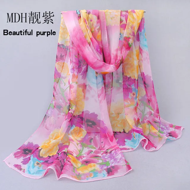 Polka velvet chiffon Bohemia flower fashion Scarves
