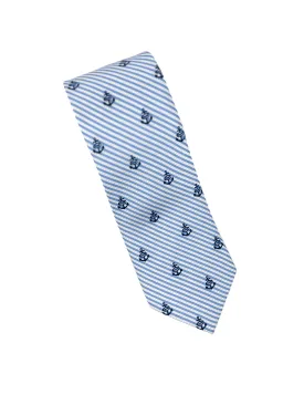 Seersucker Summer Anchor Silk Tie - Navy