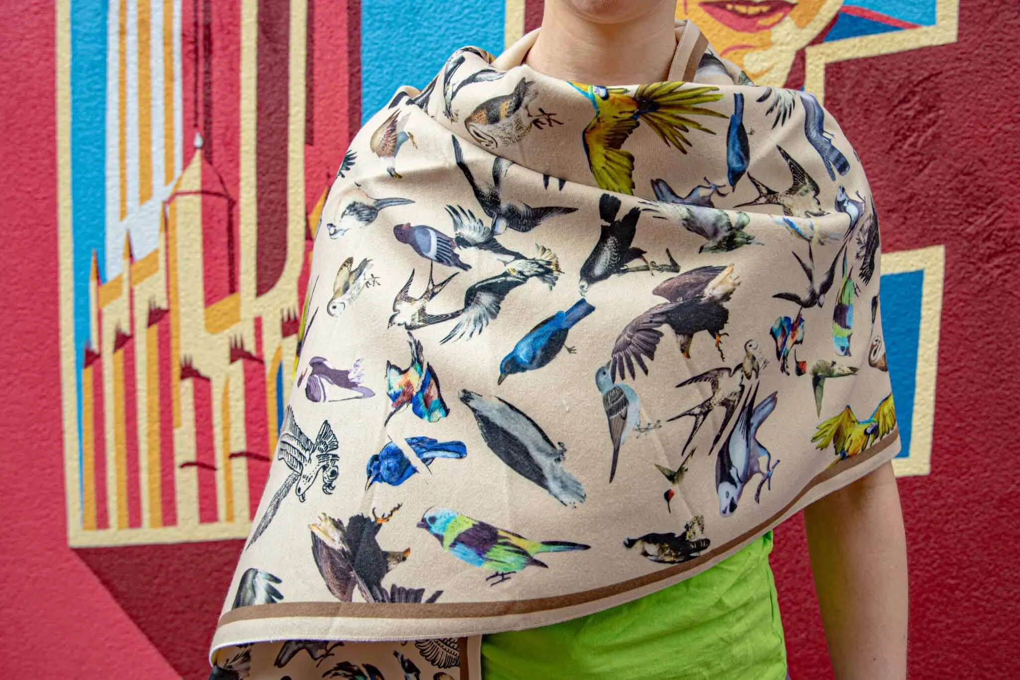 Tantilly classic scarf- birds offwhite
