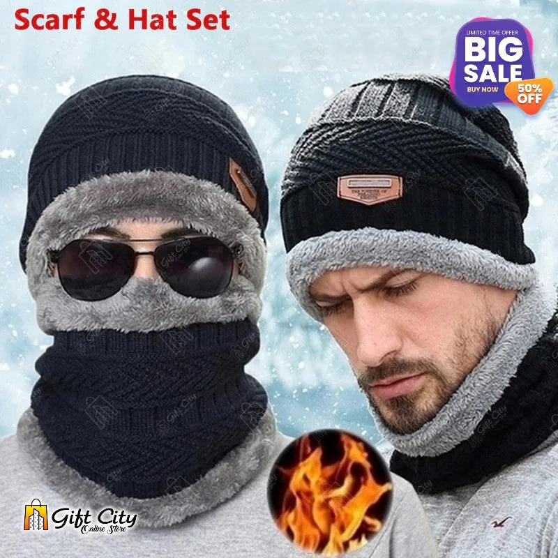 Winter Knitted Cap & Neck Warmer for Men / Women - Gift City