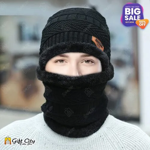 Winter Knitted Cap & Neck Warmer for Men / Women - Gift City
