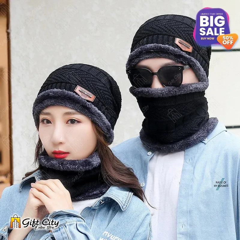 Winter Knitted Cap & Neck Warmer for Men / Women - Gift City