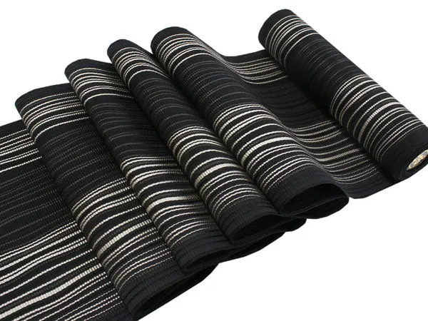 Women's Silk HAKATA-ORI Kimono Nagoya Obi Belt With Tailoring - Black
