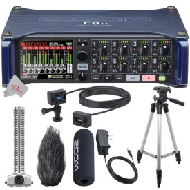 Zoom F8n 8-Input / 10-Track MultiTrack Field Recorder    Zoom SGH-6 Shotgun Microphone Capsule    ZOOM WSS-6 Windscreen    Zoom ECM-6 19.7' Extension Cable with Action Camera Mount   Tall Tripod